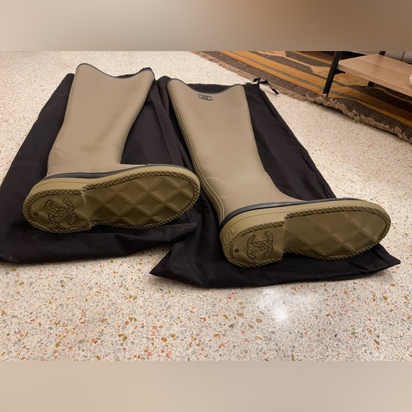 Chanel 22K Pull On Rubber Rain Boots Thigh High - Picture 5 of 10